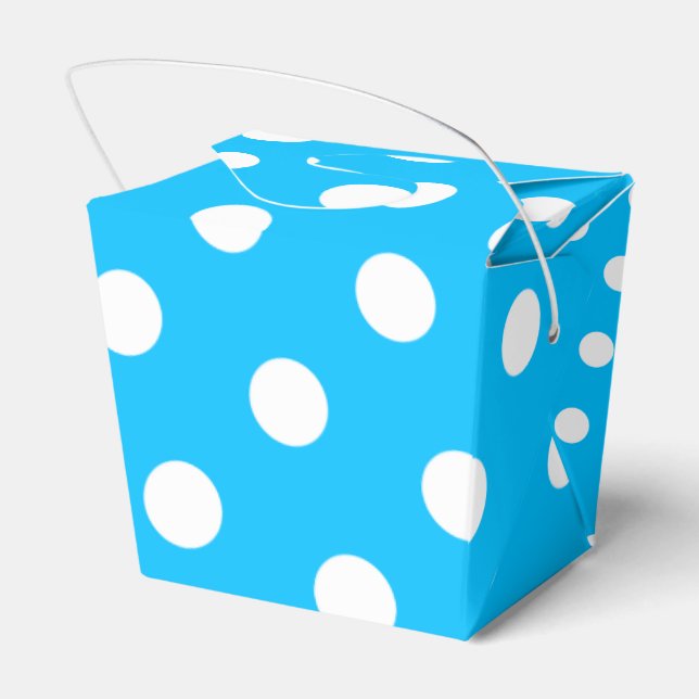 Deep Sky Blue and White Dots Favour Box (Back Side)