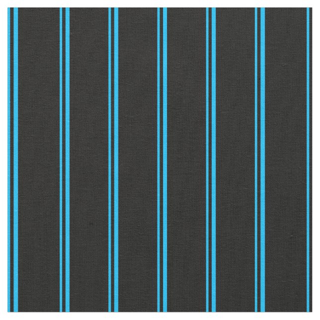 Deep Sky Blue & Black Coloured Pattern Fabric (Close Up)