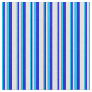 Deep Sky Blue, Blue & Light Yellow Coloured Lines Fabric