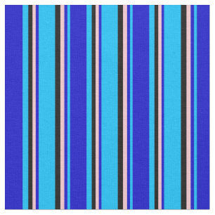 Deep Sky Blue, Blue, Pink, and Black Coloured Fabric