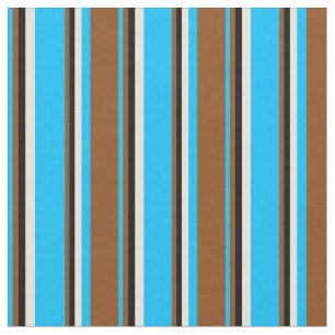 Deep Sky Blue, Brown, Black, and Beige Pattern Fabric