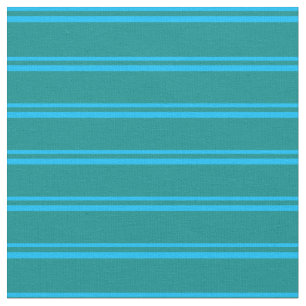 Deep Sky Blue & Dark Cyan Lines/Stripes Pattern Fabric