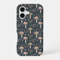 Deep Slate Blue Fungi Seamless Pattern Academic