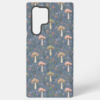 Deep Slate Gray Fungi Seamless Pattern Dark Academ Samsung Galaxy Case