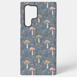 Deep Slate Grey Fungi Seamless Pattern Dark Academ Samsung Galaxy Case