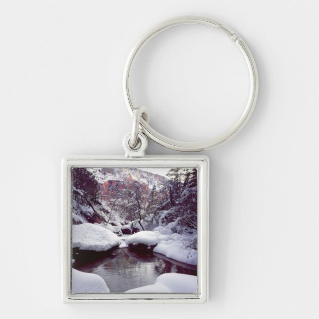 Deep snow at Middle Emerald Pools Key Ring (Front)