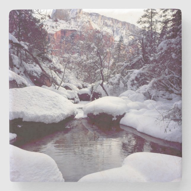Deep snow at Middle Emerald Pools Stone Coaster (Front)
