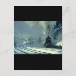 Deep snow makes the going_Steam Trains Postcard