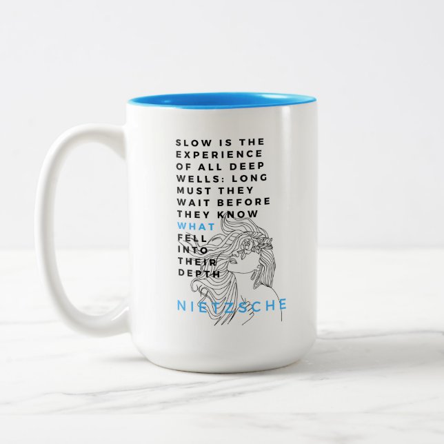 Deep Soul philosophy quote Nietzsche  Two-Tone Coffee Mug (Left)