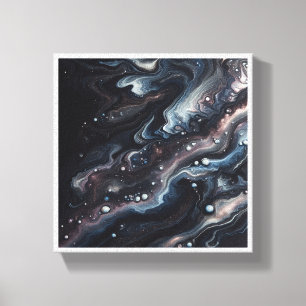 Deep Space Acrylic Pour - Cosmic Nebula Fluid Abst Canvas Print