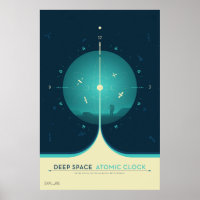 Deep Space Atomic Clock Poster, Blue Version.