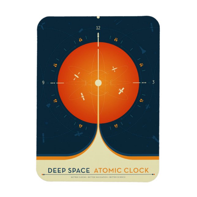Deep Space Atomic Clock Poster, Orange Version. Magnet (Vertical)