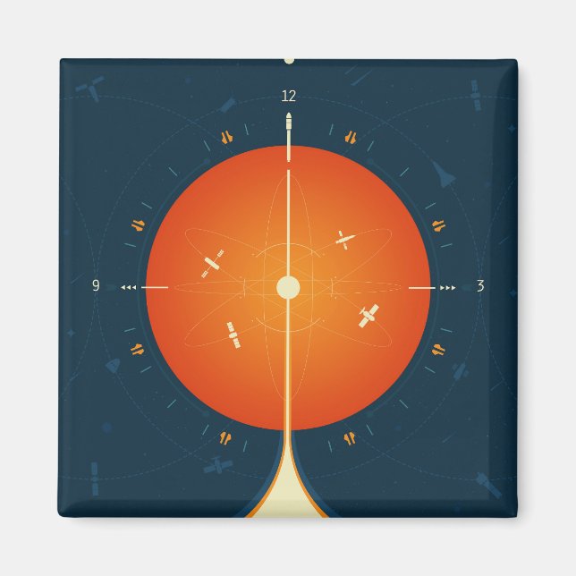 Deep Space Atomic Clock Poster, Orange Version. Magnet (Front)