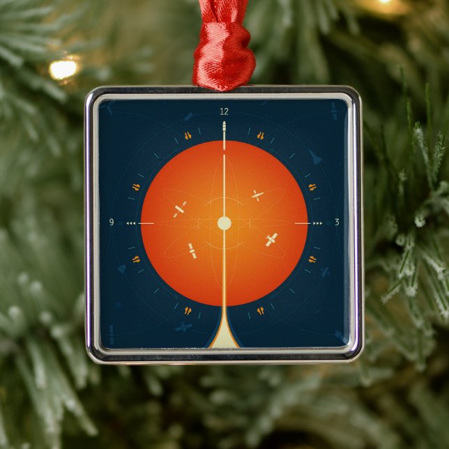 Deep Space Atomic Clock Poster, Orange Version. Metal Tree Decoration (Tree)