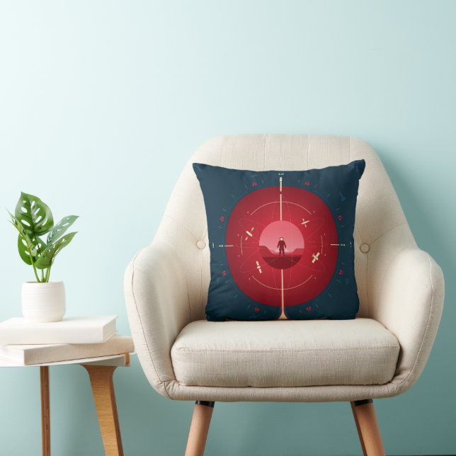 Deep Space Atomic Clock Poster, Red Version. Cushion (Chair)