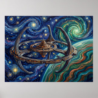Deep Space Nine Starry Night Sci Fi Landscape Poster