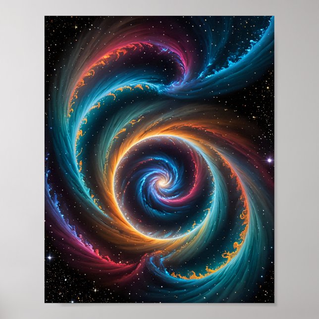 Deep Space Vortex and Swirling Galaxy Poster (Front)