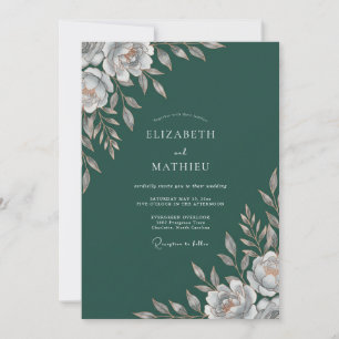 Deep Spruce Leaf Wedding Invitation