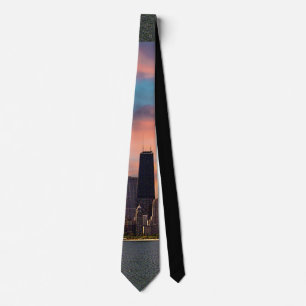 Deep Sunset Chicago  Tie
