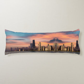 Deep Sunset over Chicago  Body Cushion