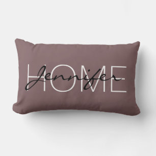 Deep Taupe colour home monogram Lumbar Cushion