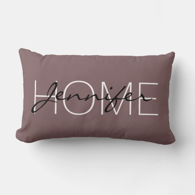 Deep Taupe colour home monogram Lumbar Cushion (Front)