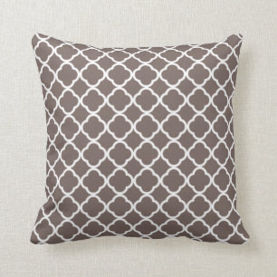 Deep Taupe Quatrefoil Cushion