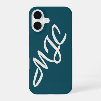 Deep Teal Blue Custom Monogram  iPhone 16 Case
