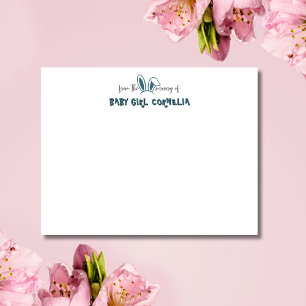 Deep Teal Bunny Ears Nursery Note Card