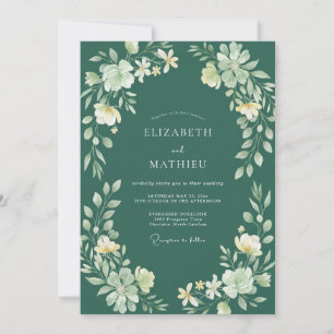 Deep Teal Foliage Eucalyptus Wedding Invitation