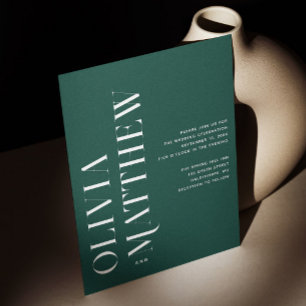Deep Teal Green Nature Wedding Photo + QR Code Invitation