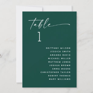 Deep Teal Green Wedding Seating Chart. Boho Forest Invitation