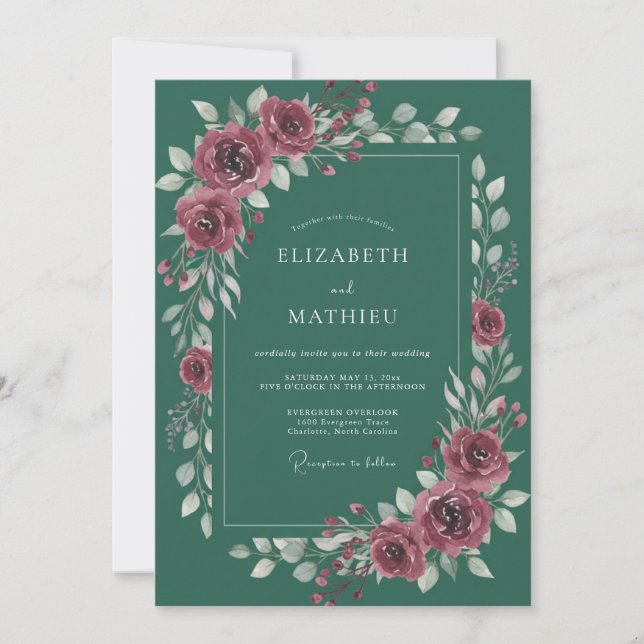 Deep Teal Majestic Forest Wedding Invitation (Front)