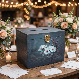 Deep Teal Minimalist Sakura Pink Bud Tissue Paper