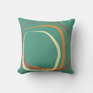 Deep Teal Pillow w/ dusty pink, orange & white