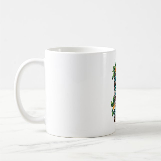 Deep Teal Reef Tiki Coffee Mug (Left)