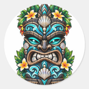 Deep Teal Reef Tiki Sticker