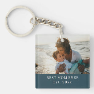 Deep Teal Script Established Best Mum Ever Custom Key Ring