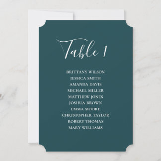 Deep Teal Wedding Seating Chart | Elegant Classic Invitation