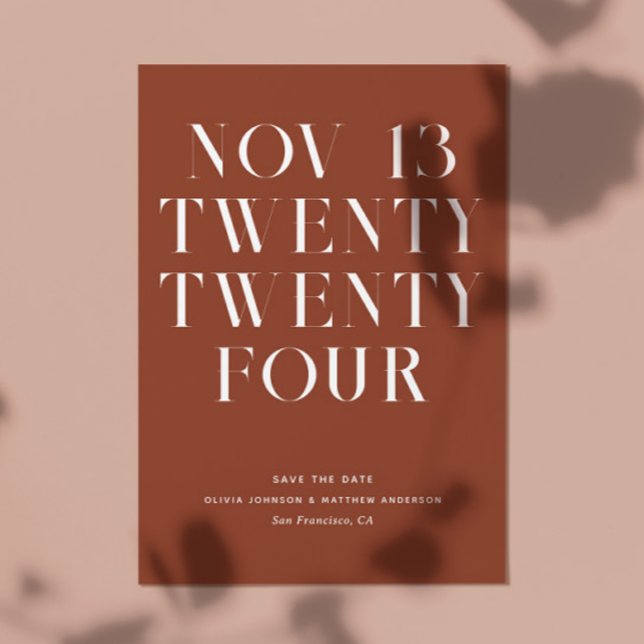 Deep Terracotta Wedding | Fall Minimalist Modern Save The Date (Creator Uploaded)