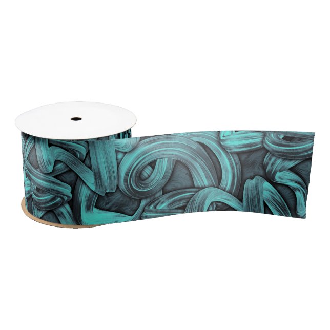 deep thought - black and teal : satin ribbon (Spool)