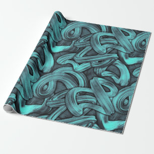 deep thought - black and teal : wrapping paper