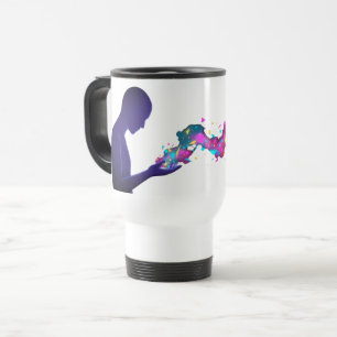 Deep Thoughts with Hand Dissolving into Star Travel Mug