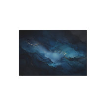Deep Tide Teal Gold Ocean Abstract Canvas Print