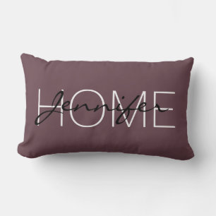 Deep Tuscan red colour home monogram Lumbar Cushion
