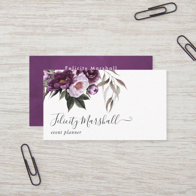 Deep Velvet Floral Business Card (Front/Back In Situ)