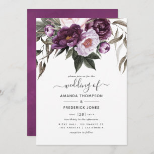 Deep Velvet Floral Wedding Invitation