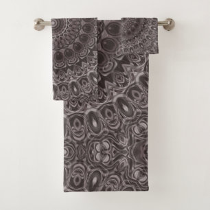 Deep Velvet Watercolor Mandala in Shades of Brown Bath Towel Set
