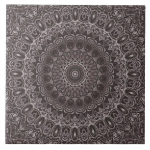 Deep Velvet Watercolor Mandala in Shades of Brown Tile