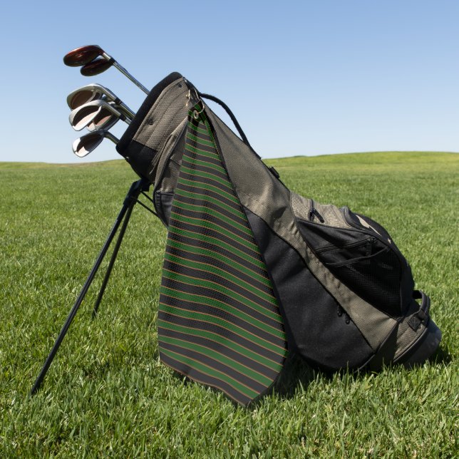 Deep Vintage Striped Green Pattern Golf Towel (Green)